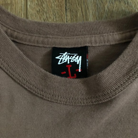 Vintage Stussy T Shirt Mens Large Long Sleeve Brown Logo Tee Skateboard Hip Hop - Picture 3 of 3